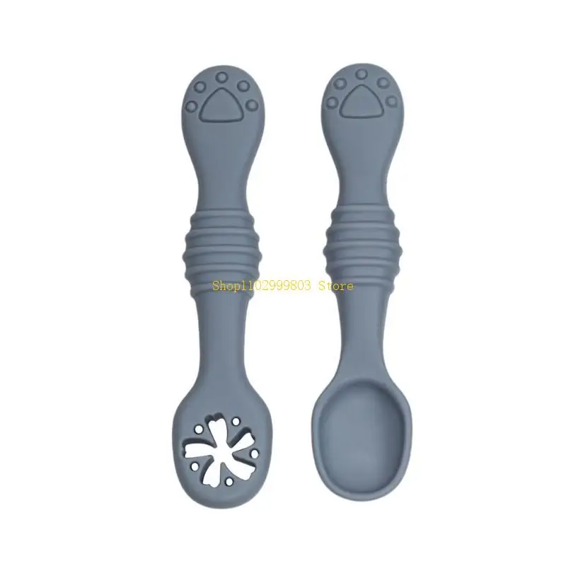 Baby Fütterung Löffel Rutschfeste Kleinkind Löffel Gabel Set Ergonomische Einfarbig J0MF