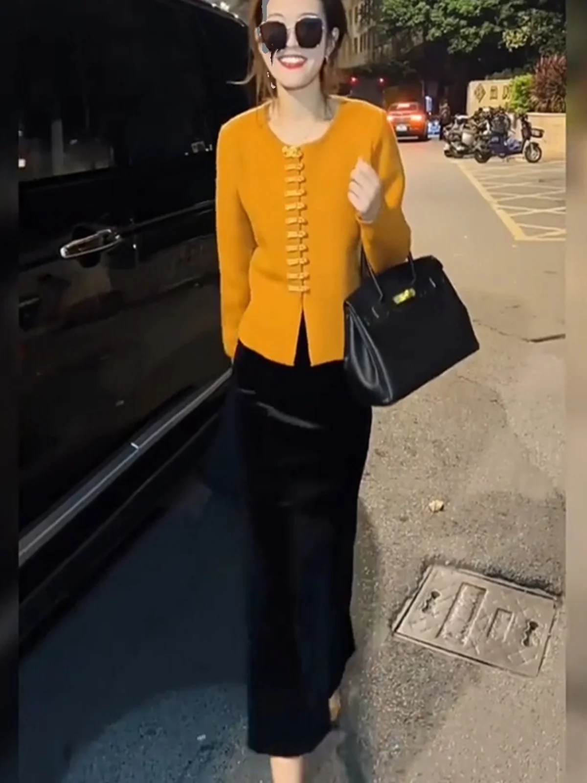 

Slim Fit Knitted Open Cardigan Top with Button Design And Skirt Autumn Winter Fashion Retro Chinese Style Two Piece Set