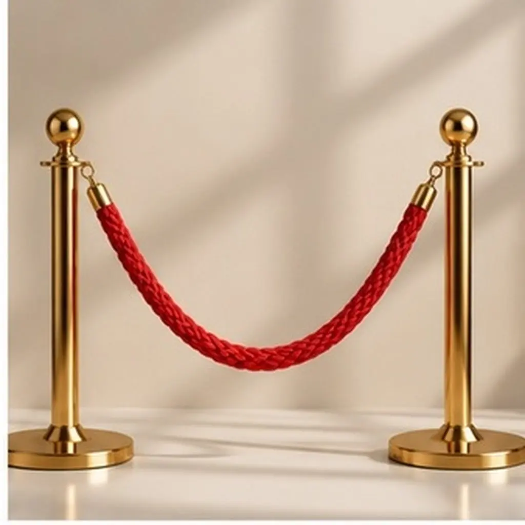 Stanchion Crowd Control Rope Guardrail Braided Lanyard with Metal Hook Queue Barrier Rope for Theaters Weddings Events