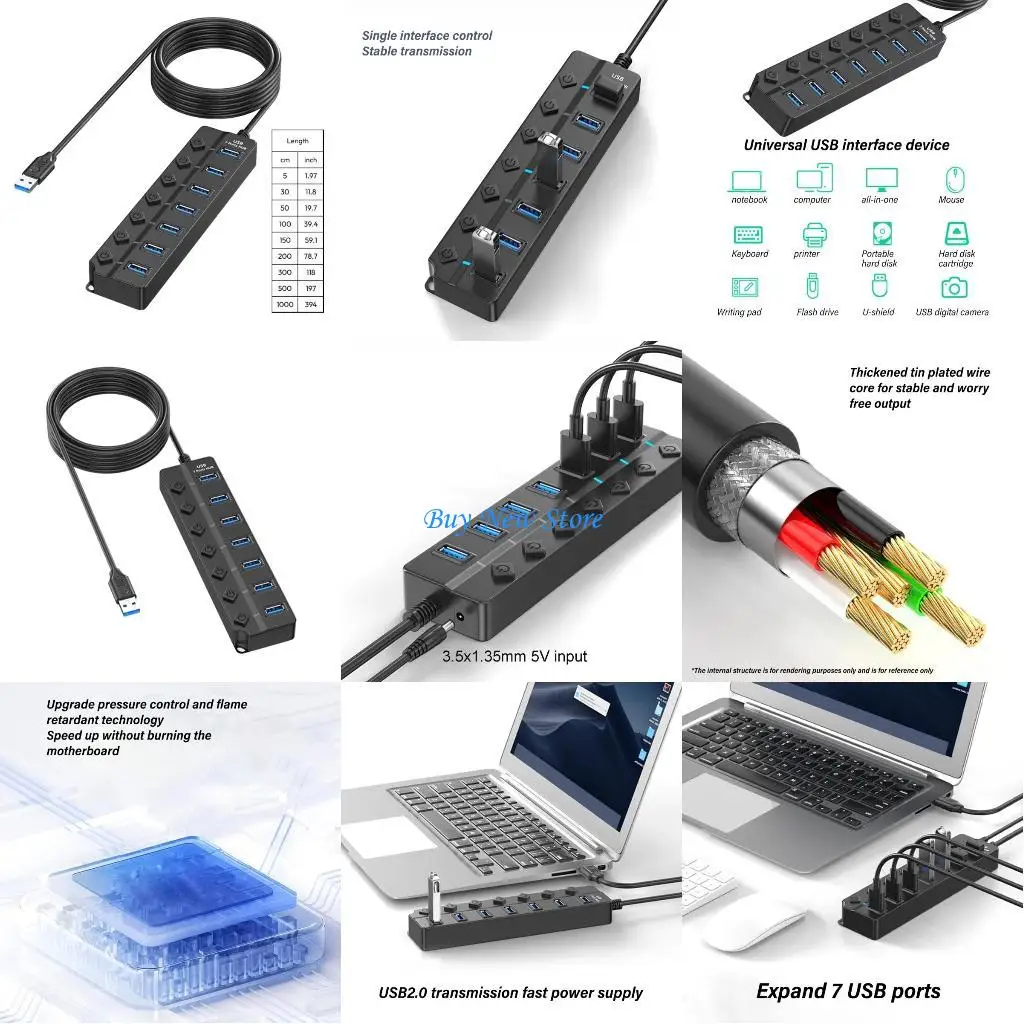 20CE SELECH 7/4PORT USB2.0 CUBLO SIGNIFICADOS INDIVIDUAL INDICADORES PARA PC PORTOP
