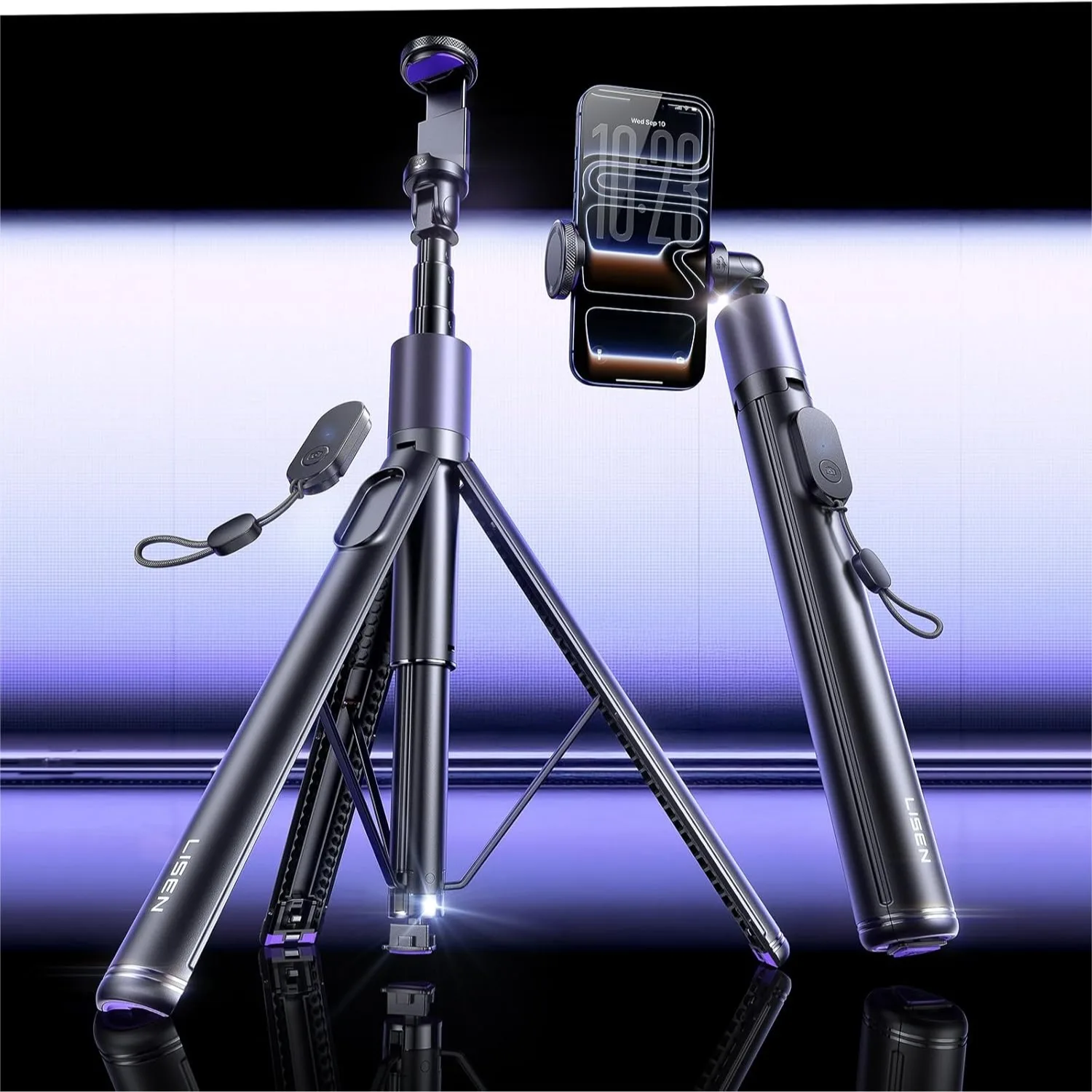 

67" Phone Tripod With Remote, 0.01S Auto-Open Selfie Stick For iPhone 17 Pro Max Android, Extendable Cell Phone Tripod Stand For Travel Video Recording Live Stream