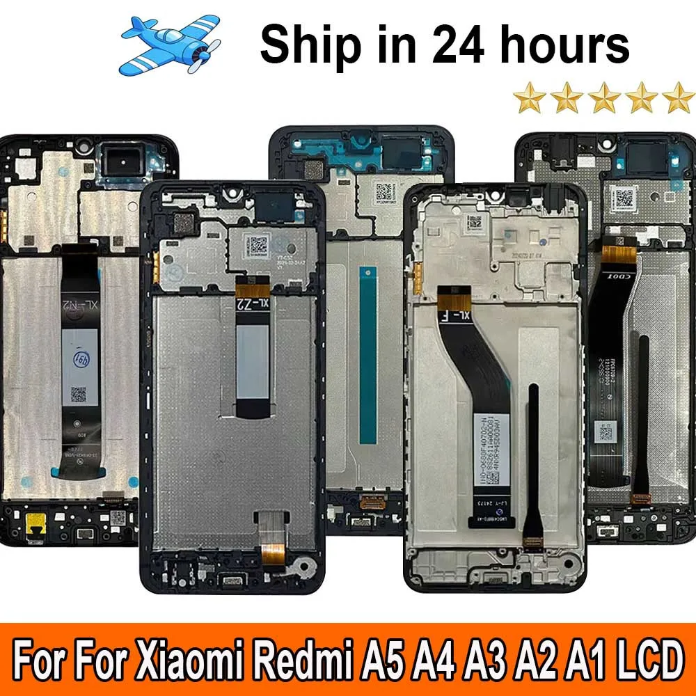 Écran LCD et numériseur tactile 100 % testé pour Xiaomi Redmi A5 A4 A3 A2 A1, pièces de rechange avec cadre