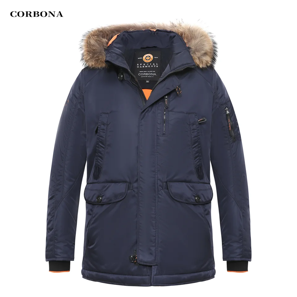 CORBONA-Parka de algodão grosso masculina, casaco com gola de pele real, jaquetas de negócios multifuncionais, moda casual, novo, inverno, 2024