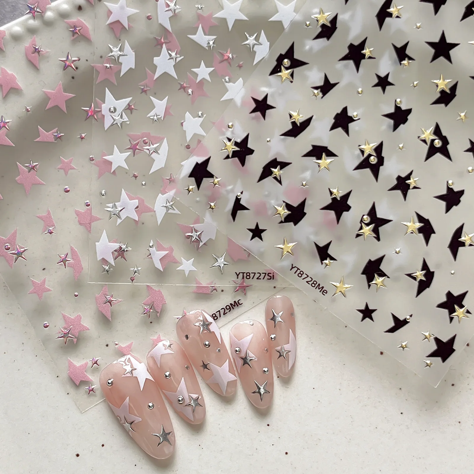 Adesivos de Unha Estrelas Douradas e Prateadas para Meninas: Design Mini Estrelas, Autoadesivos, Acessórios de Decoração de Unhas
