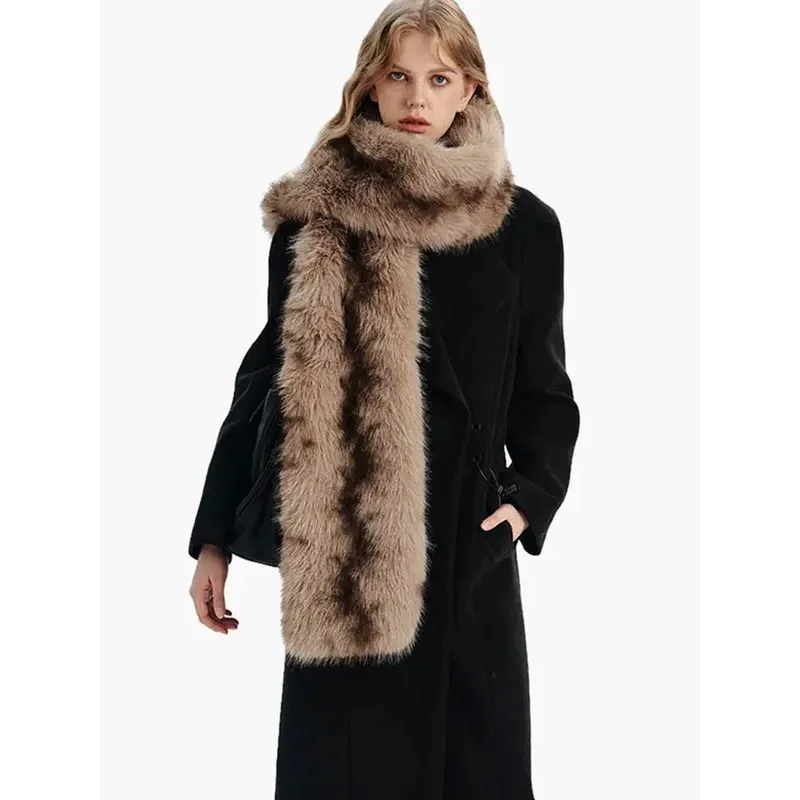 

Retro Winter Scarf for Women Thick Warm Fluffy Fashion Versatile Faux Fur Long Rectangle Scarves Luxury Wrap Women Neckerchief
