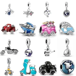 New 925 Sterling Silver Travel Plane Car Motorcycle Pendant Bead Charms Fit Original Pendant Charm Bracelets Women DIY Jewelry