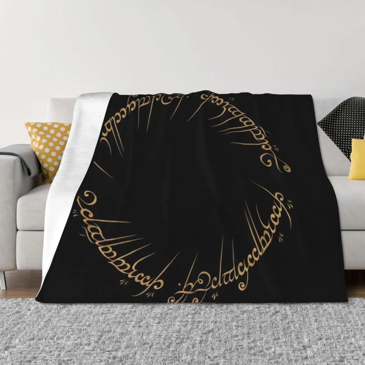 

The One Ring Inscription Throw Blanket Decorative Sofas Giant Sofa Designers blankets ands Blankets