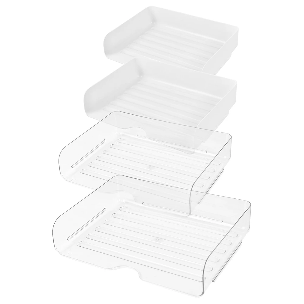 

4 Pcs File Storage Book Holder Clear Plastic Office Paper Trays Desk Paper Tray Storage Tray File ganizer Desk ganizer
