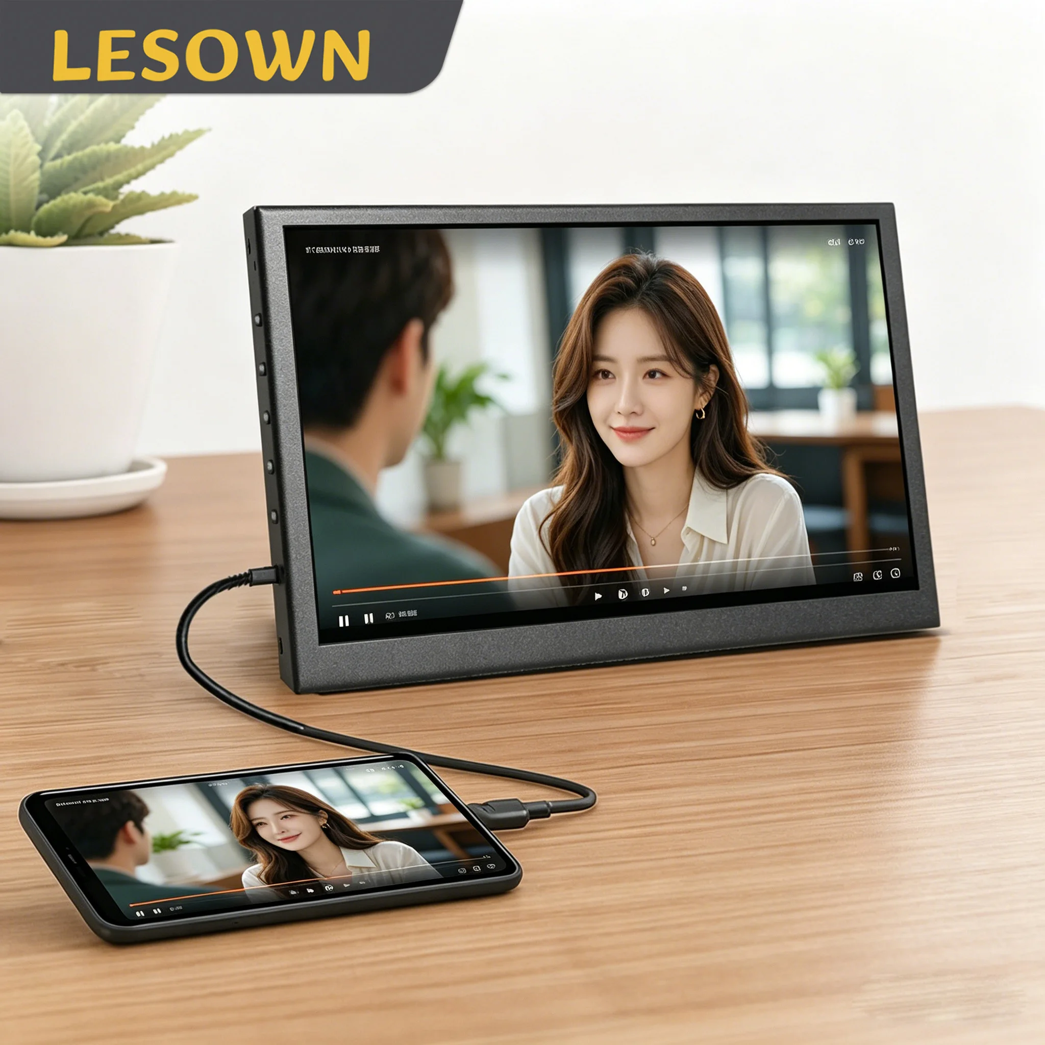 LESOWN 7'' 1024x600 IPS USB C Small Portable Display Plug & Play Second Screen Auxiliary Monitor for Mac Gaming Video playback