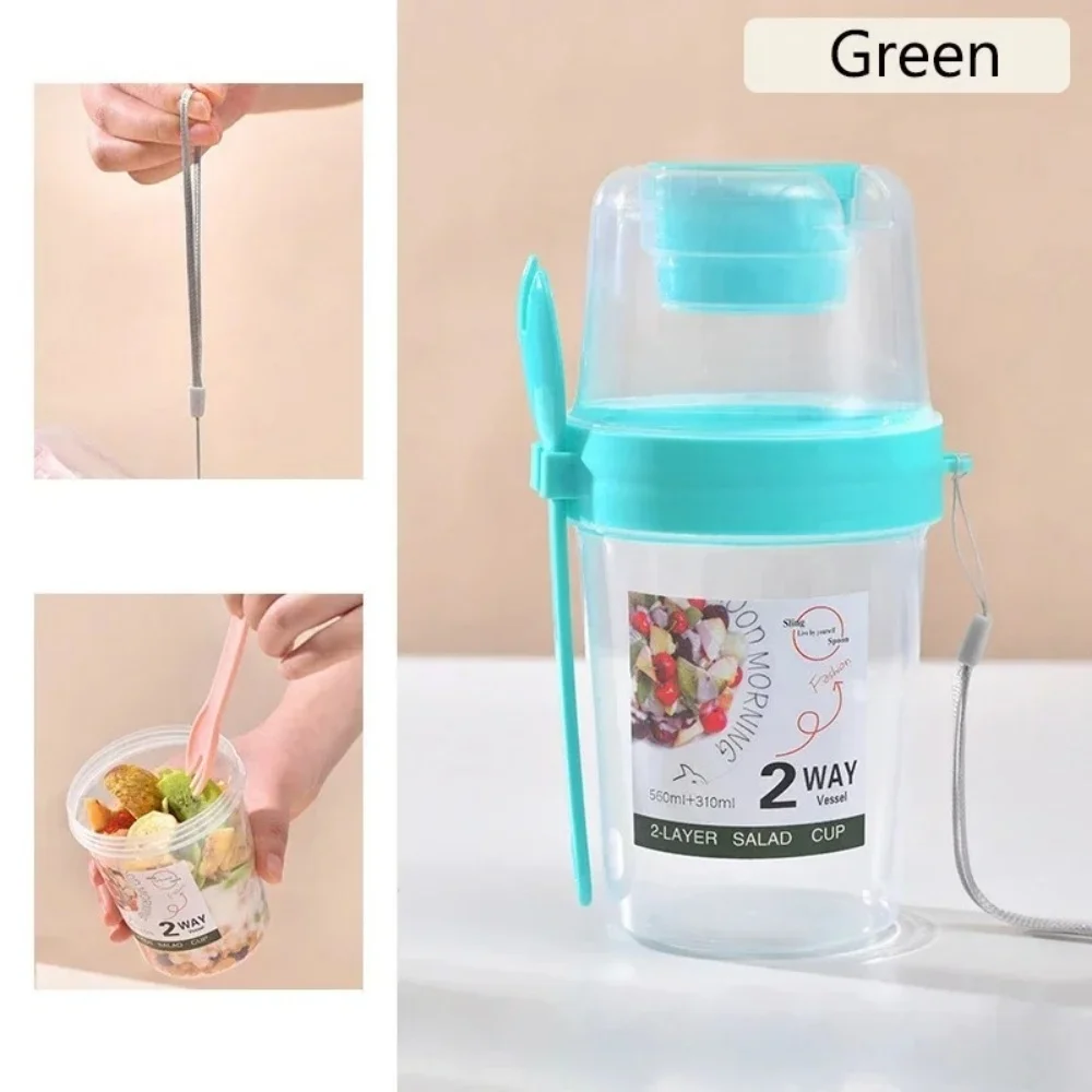 Tragbare Salat Tasse Frühstück Tasse Lebensmittel Stratifikation Joghurt Getreide Haferflocken Snacks Parfait Container Obst Box Tasse Mit Deckel Gabel