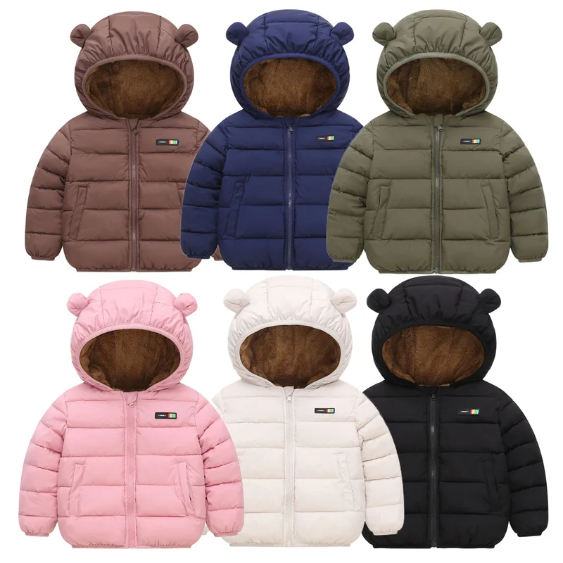 

Baby Boys Girls Jacket Hooded Cotton Outerwear Children's Thick Lambswool Coats Cashmere Padded Jackets Winter Kids Warm Clothes