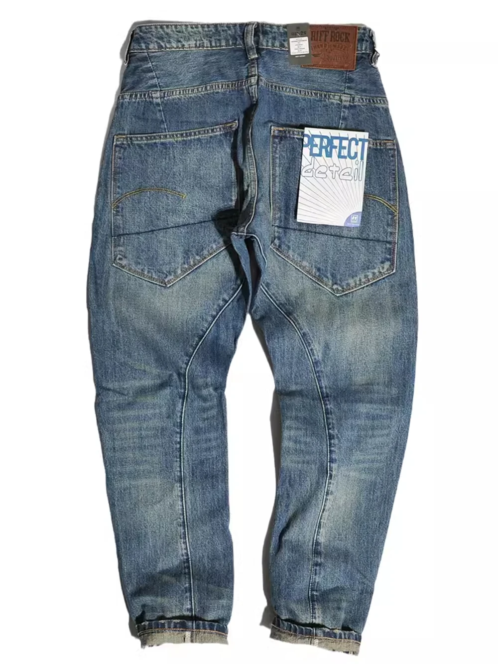 

Heavyweight 3D Tailored Harlan Large Pocket Knife Jeans American Retro Wash Loose Conical Slim Fit Casual Cotton Long Pants