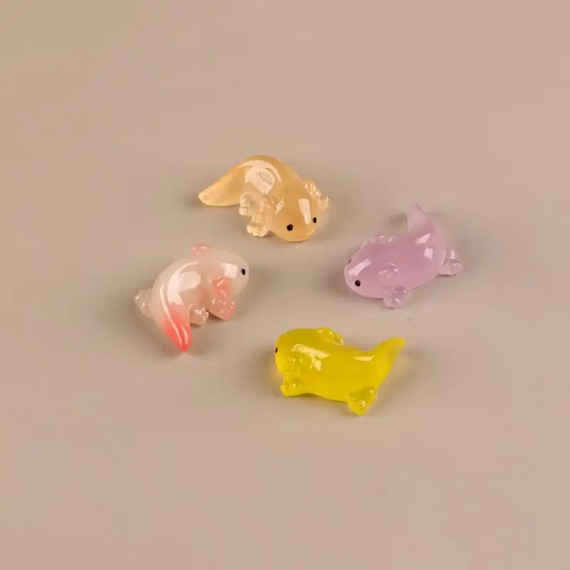 New 10Pcs Mini Salamander Figurines Luminous Colorful Tiny Axolotls For Garden Aquarium Dollhouse Decor Landscape Dolls