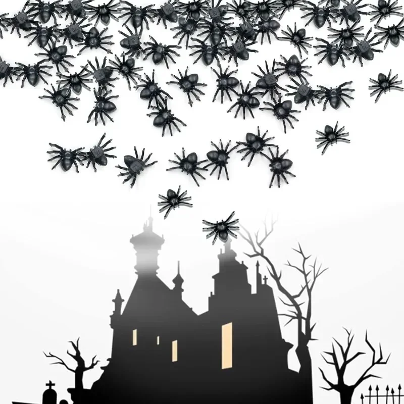 Halloween Fake Mini Spiders Realistic Plastic Spider Prank Props Scary Small Insect Ornaments for Party  Haunted House Decor