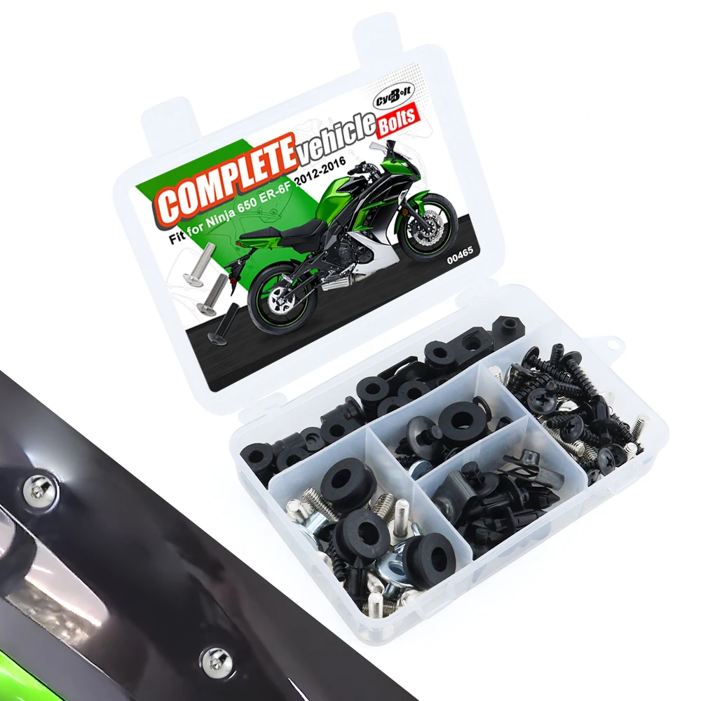 

Motorcycle Complete Full Fairing Bolts Kit Fit For Kawasaki Ninja 650 ER-6F 2012-2016 Fairing CIips Nuts Screws Grommets Steel