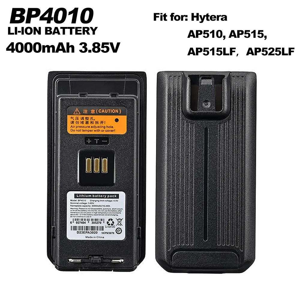 

BP4010 HYT литий-ионный аккумулятор 3,85 В 4000 мАч для Hytera Walkie Talkie AP510 AP515 AP515LF AP525LF 2-полосные радиоприемники, совместимые с BP4011