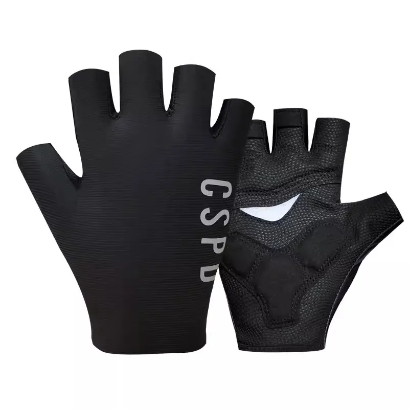 CSPD Team Black One Pair guanti sportivi in Jersey da ciclismo con mezze dita MTB Road Mountain Bike guanti in Gel per bicicletta