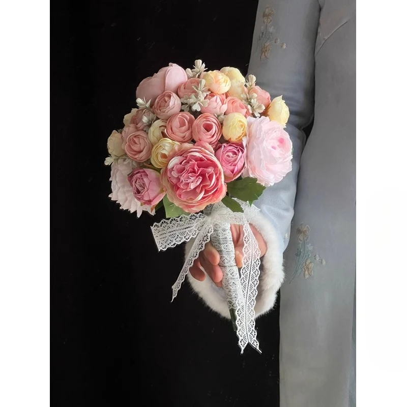 

Сертификат искусственных цветов, ручной букет, свадебный букет невесты, корейский цветочный шар, искусственный цветок, свадебная фотография, свадебная невеста