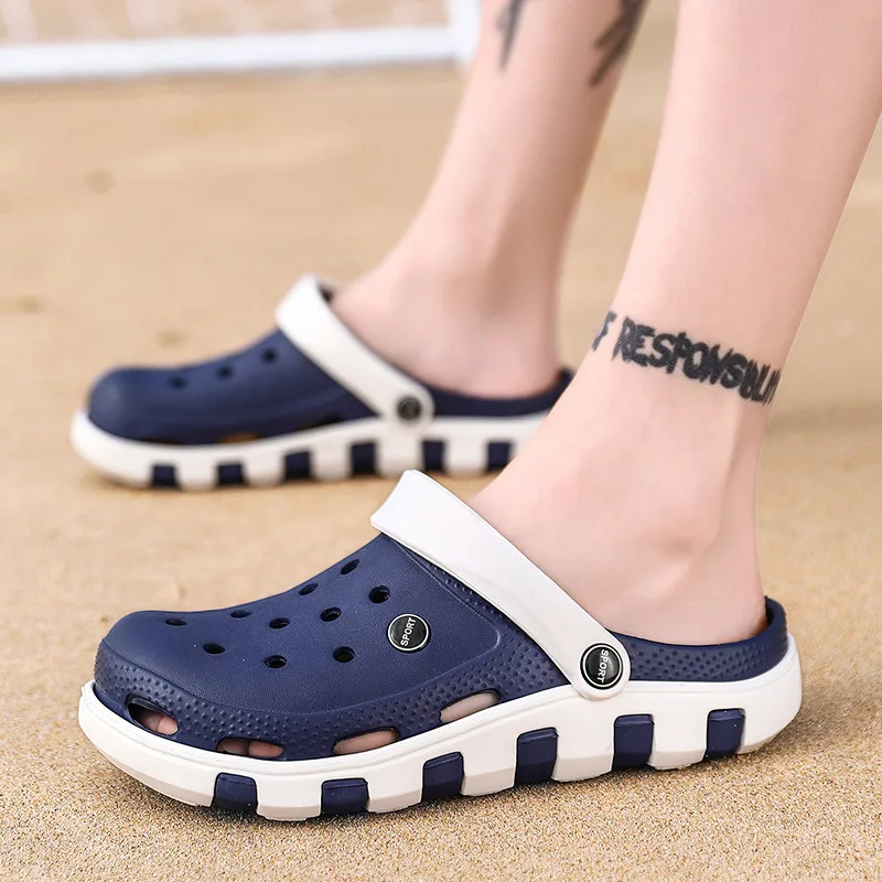 Summer Beach Hole Shoes Men Women Non-Slip Beach Garden Sandal Slippers Soft Bottom Casual Couple Baotou Clogs Fashion Brand