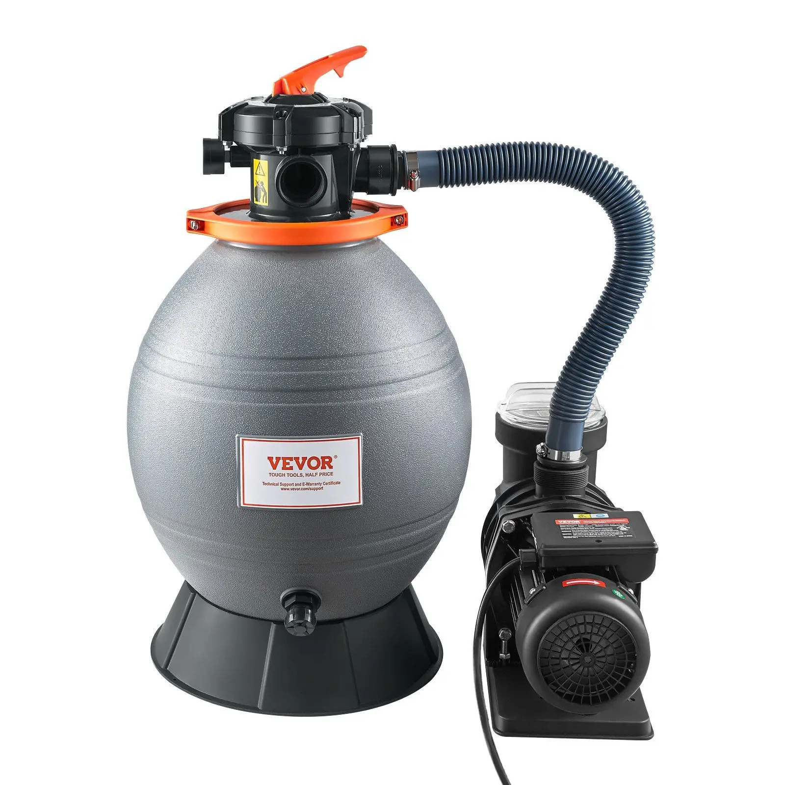 

16 Inch Sand Filter Pump System 3500 GPH 3/4 HP for Above Ground Pool with 6-Way Valve Strainer Basket Easy Setup Krystal Clear