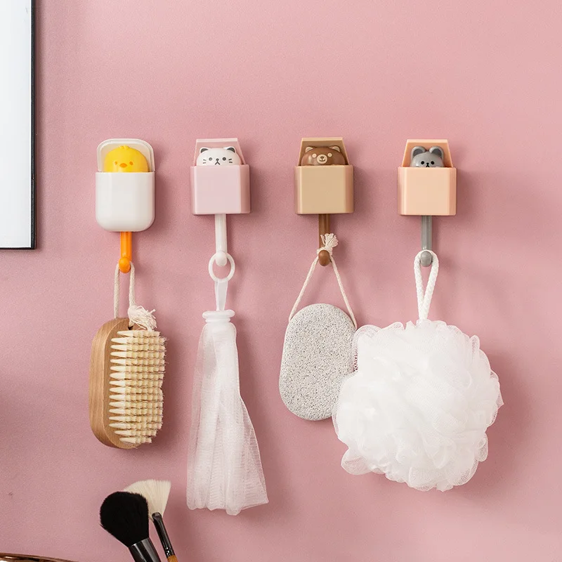 Cartoon Cat Hook autoadesivo dormitorio camera da letto ganci per porte ganci chiave ombrello asciugamano Cap appendiabiti da parete decorazione