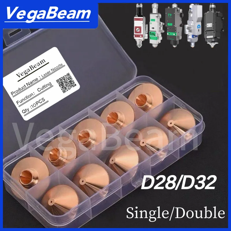 

10PCS Laser Fiber Nozzles D28 D32mm Single Double Layer Caliber 0.8-6.0mm for Raytools Precitec Bodor HANS WSX Laser Head parts