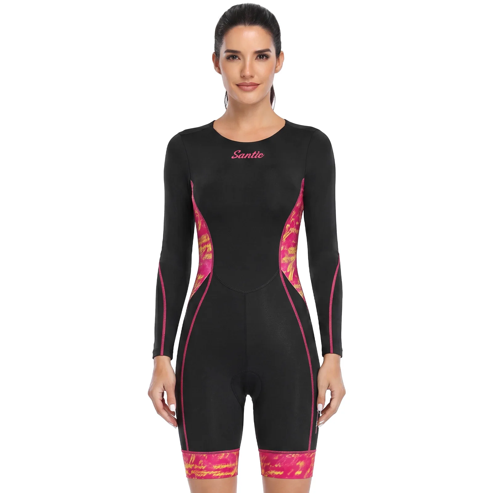 Santic Women Long Sleeve Triathlon Suit Professional Triathlon Race With  Pads For Swimming Cycling Running 20-28℃ KL26C03035