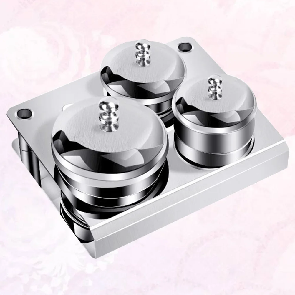 3Pcs Mini Nail Cup Acrylic Powder Container Stainless Steel Jars with Lid Professional Manicure Tool Silver Nail Metal Cup
