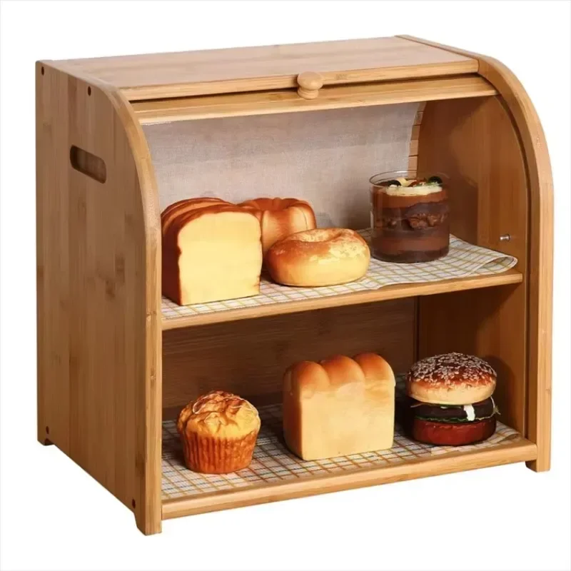 Hot selling kitchen bread storage box kitchen countertop wood bread storage box