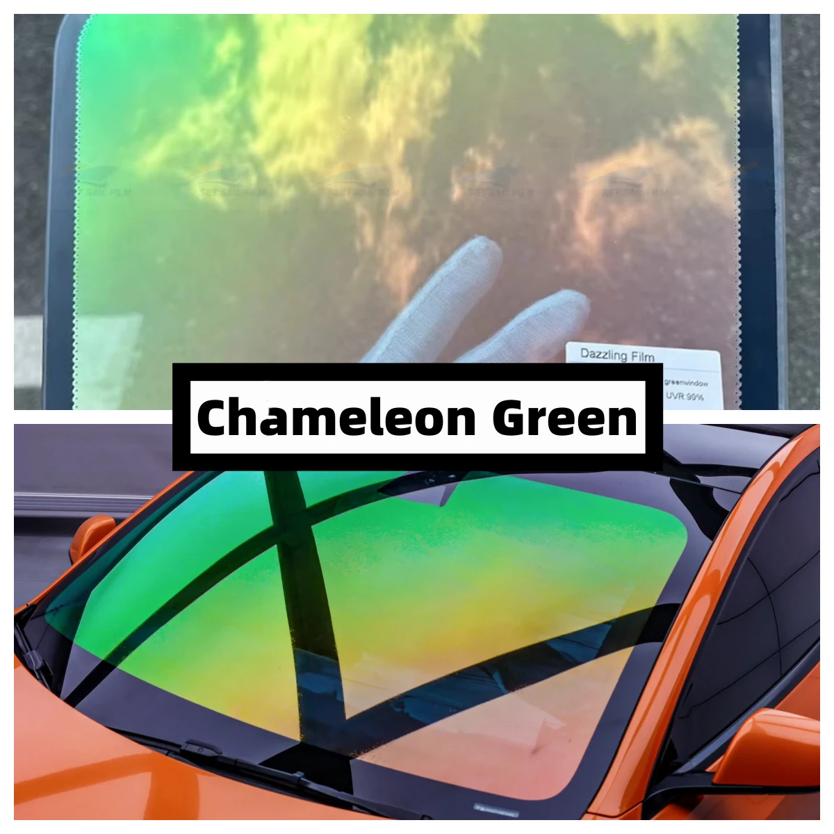 

Chameleon Green Width 50/76/100cm Chameleon film Violet film Vlt64% HD UV protection cool color high heat insulation