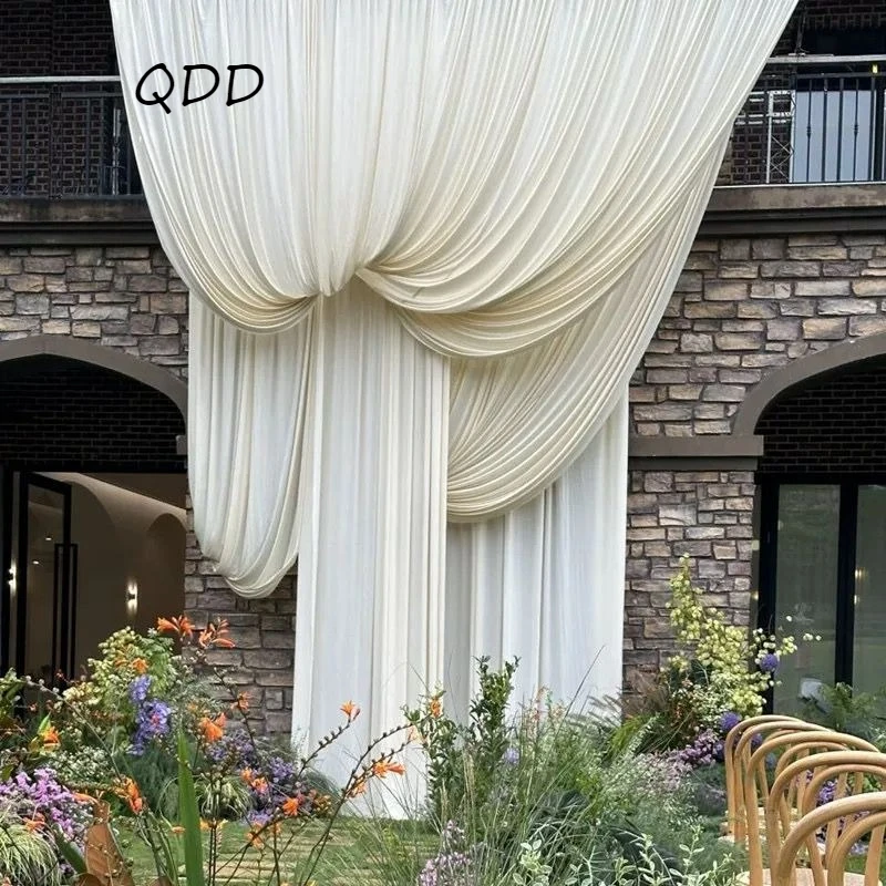 10M Bulk Milk Silk Stretch Fabric Cloth for Wedding Planner Wholesale Arch Draping Large Event Backdrop Decoration