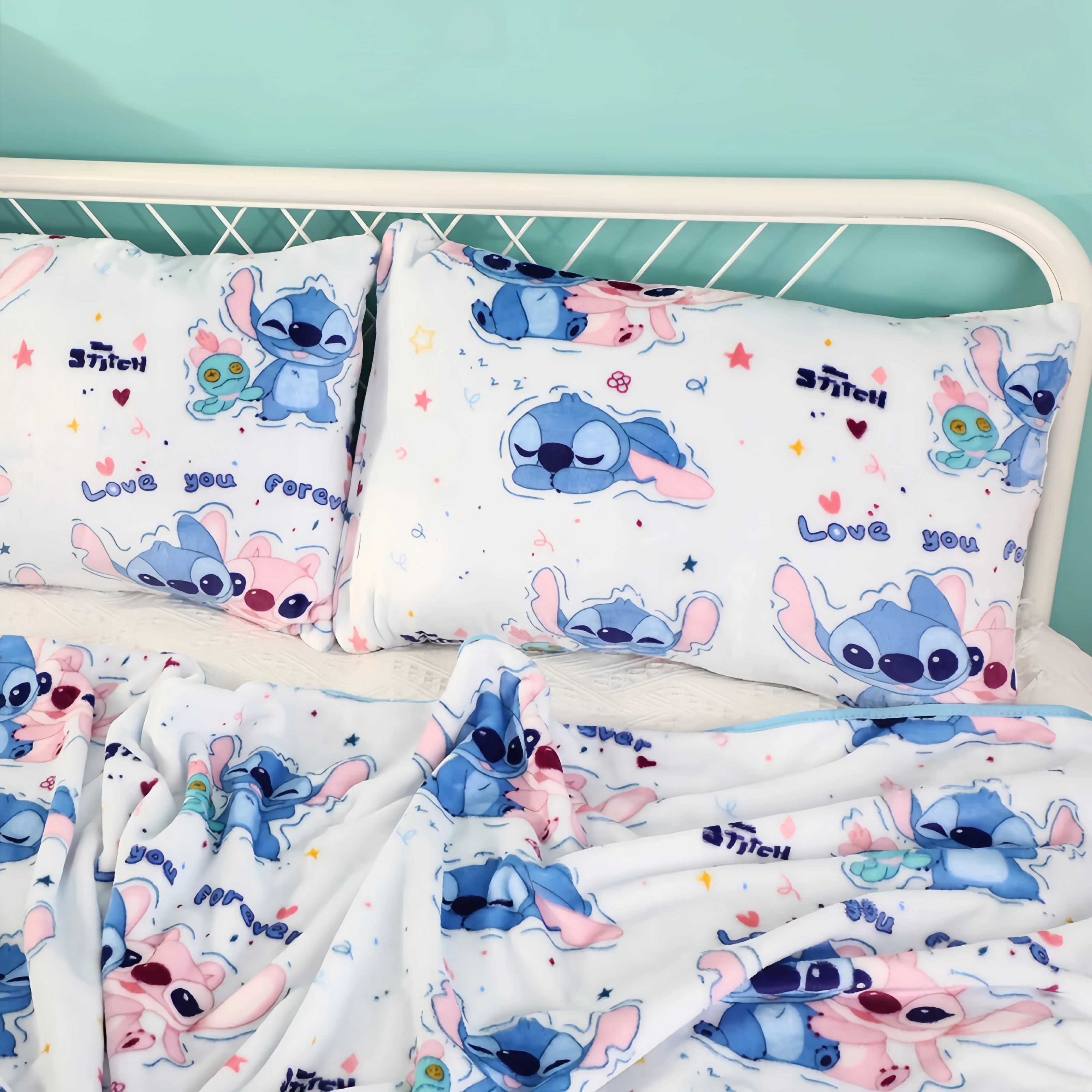 

Одеяло Disney Lilo & Stitch, теплое фланелевое одеяло, наволочка в японском стиле, одеяло с принтом, покрывало для спальни, подарок для девочки