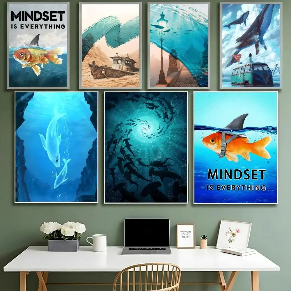 Fierce Shark Poster HD Waterproof High-Toughness Self-Adhesive Wall Decor Universal