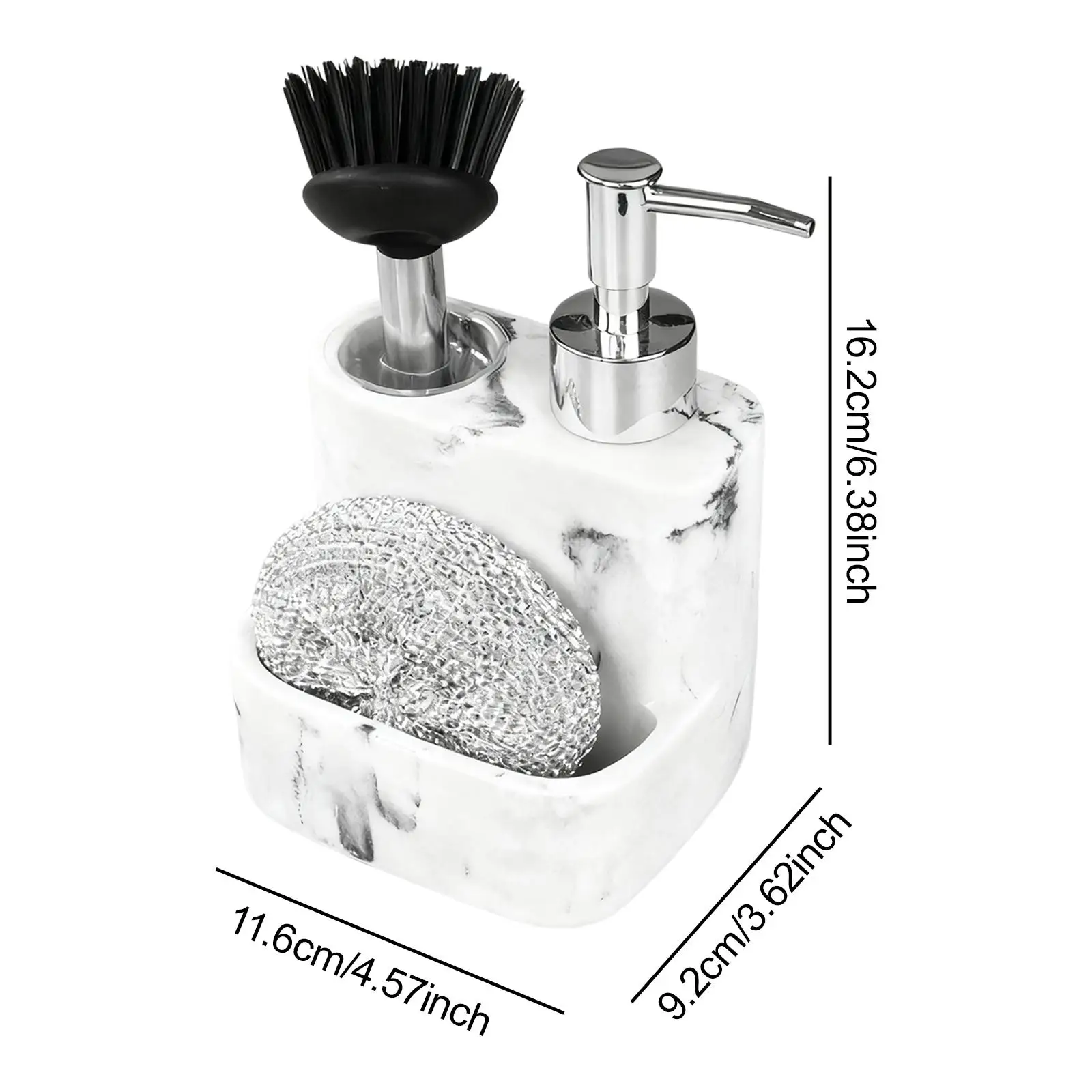 3 in 1 Soap Dispenser Compact Dishwashing Container Durability Countertop Organizer