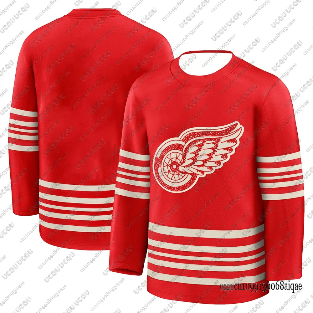 Autumn Winter New Ice Hockey Jerseys For Men Detroit Red Wings Hockey Jerseys Casual Sports Long Sleeve T-shirt Family Jerseys