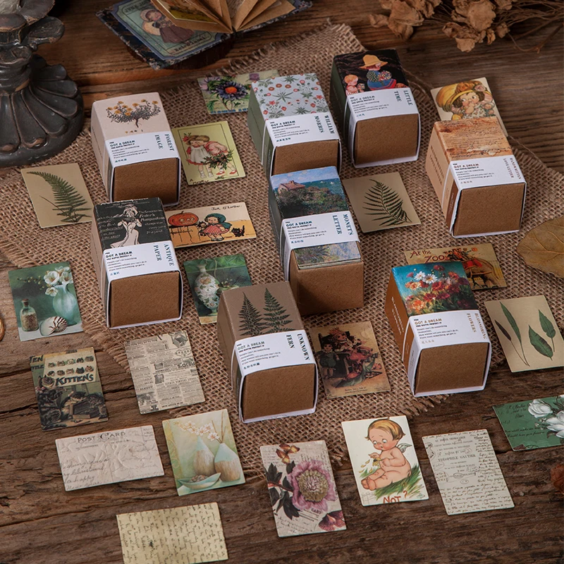 100 Sheets Retro Mini Memo Card Magazine Collage Message Material Paper Album Decoration Material Stickers