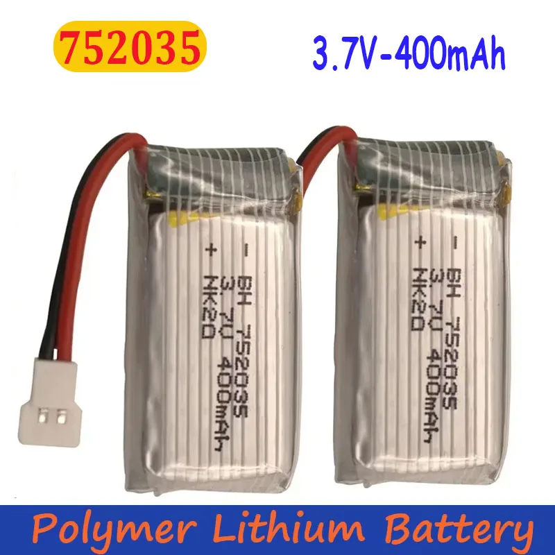 3.7V 400mAh Lipo Battery 752035 Battery for  Remote Control FX620 FX820 F22 SU57 Mige530 RC Drone Rechargeable Polymer Batteries