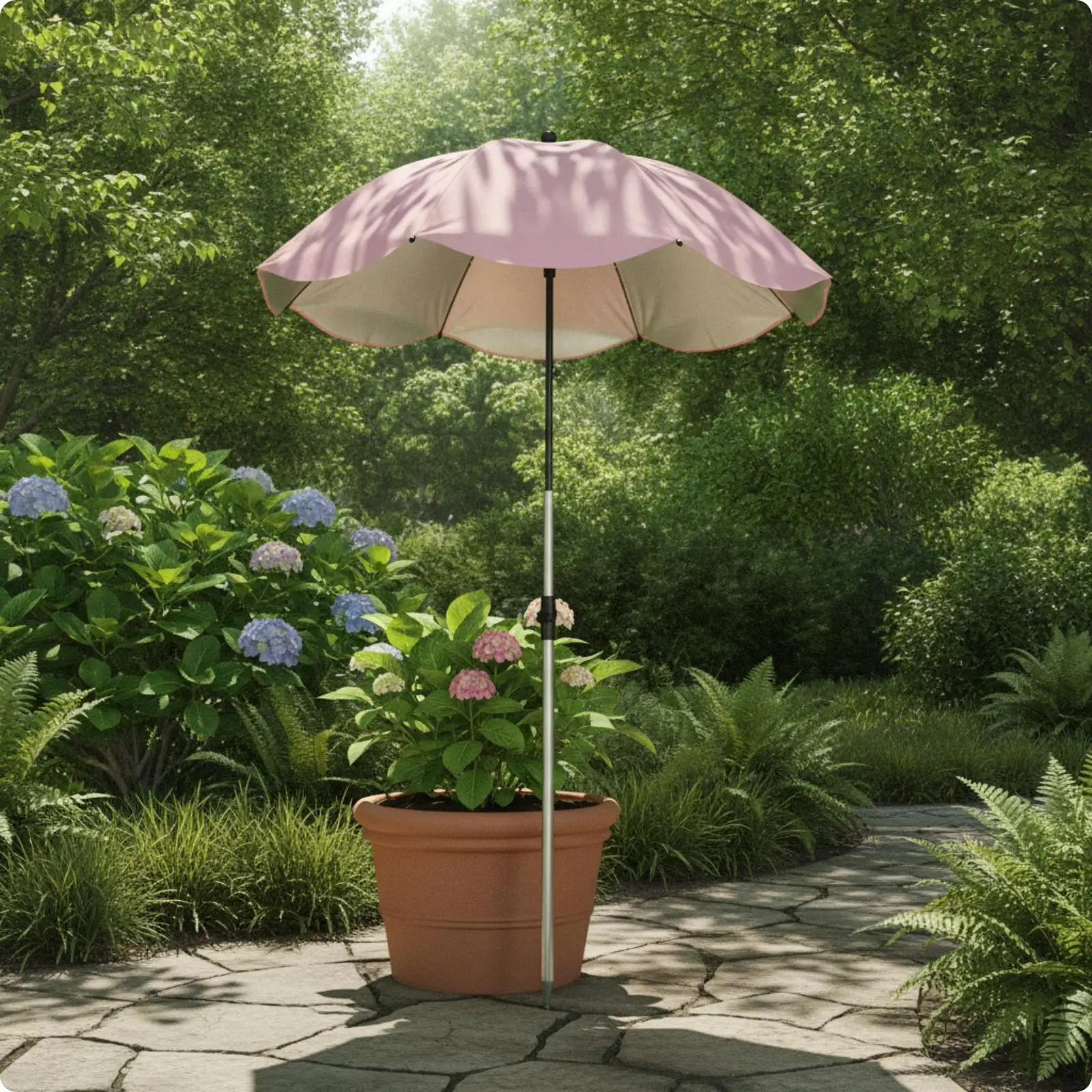 Outdoor Shade Canopy Adjustable Plant Sun Umbrella Mini Outdoor Parasol Aluminum Alloy Soil Insert for Beds and Pots