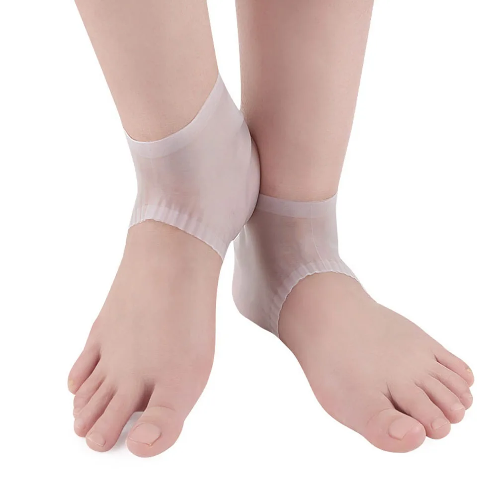 

2 Pairs Socks Silicone Comfort Protective Sleeve Ankle Cover Foot Care Silicone Heel Socks Tool Heel Protective