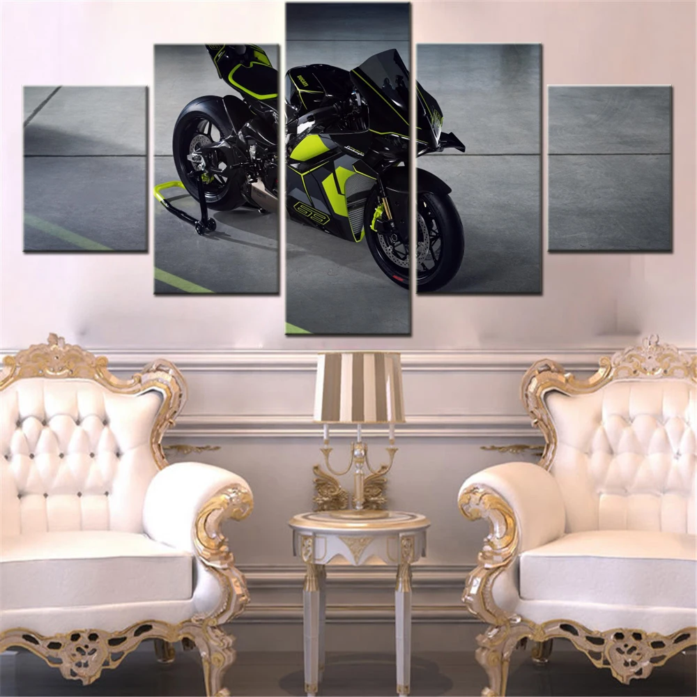 

5 Pieces Canvas Wall Arts Poster Painting Bikes Wallpaper Picture Printing Home Decor Picture Printing Living Room Artwork Mural