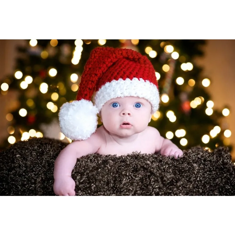 Handmade Crochet Santa Claus Newborn Hat - Complete Christmas Photoshoot Outfit with Red Hat for Baby Boy & Girl Holiday Photos