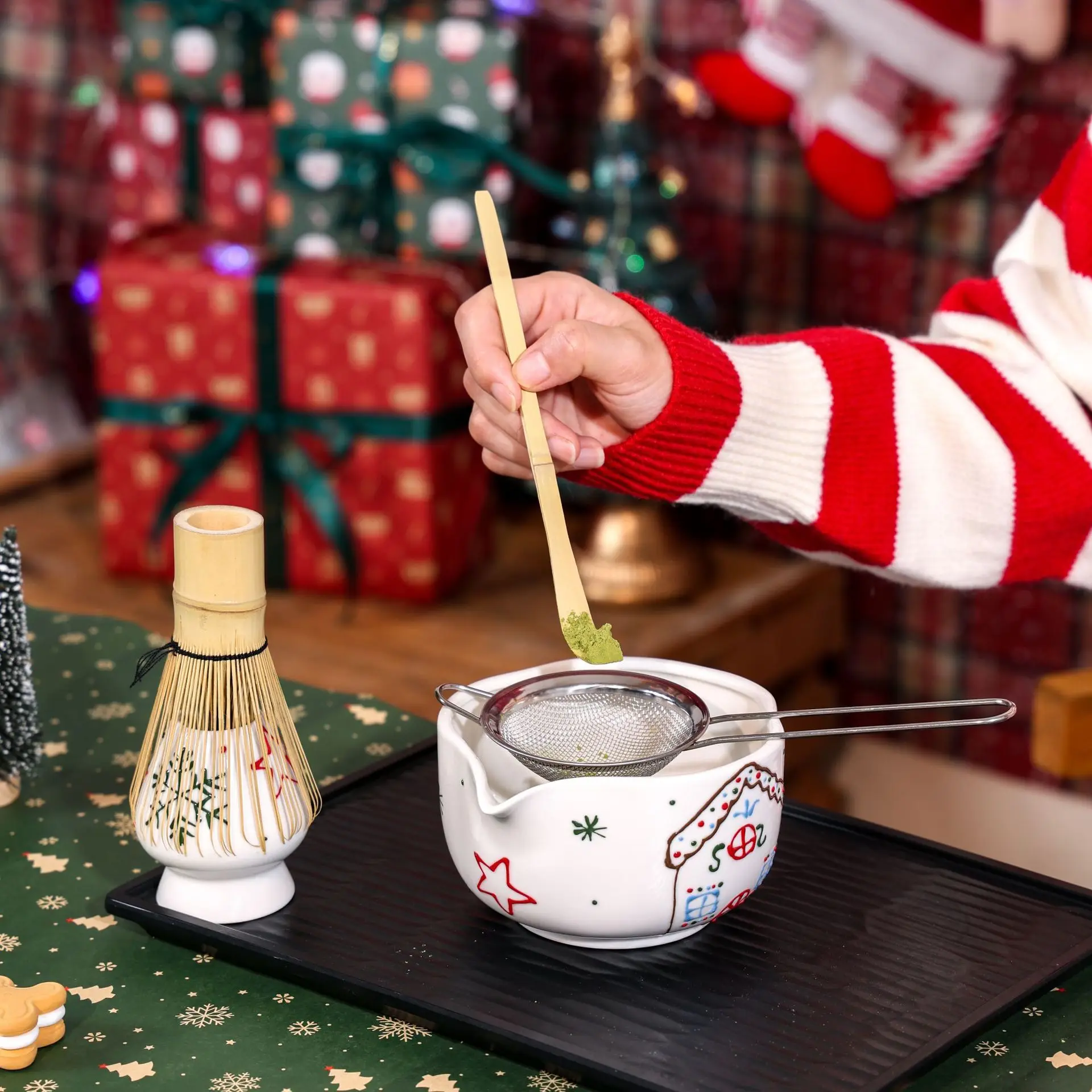 

Limited Christmas Matcha Set 5pc Premium Bowl & Whisk Aesthetic Special Christmas Gift for Matcha Lovers Ceremony Collection