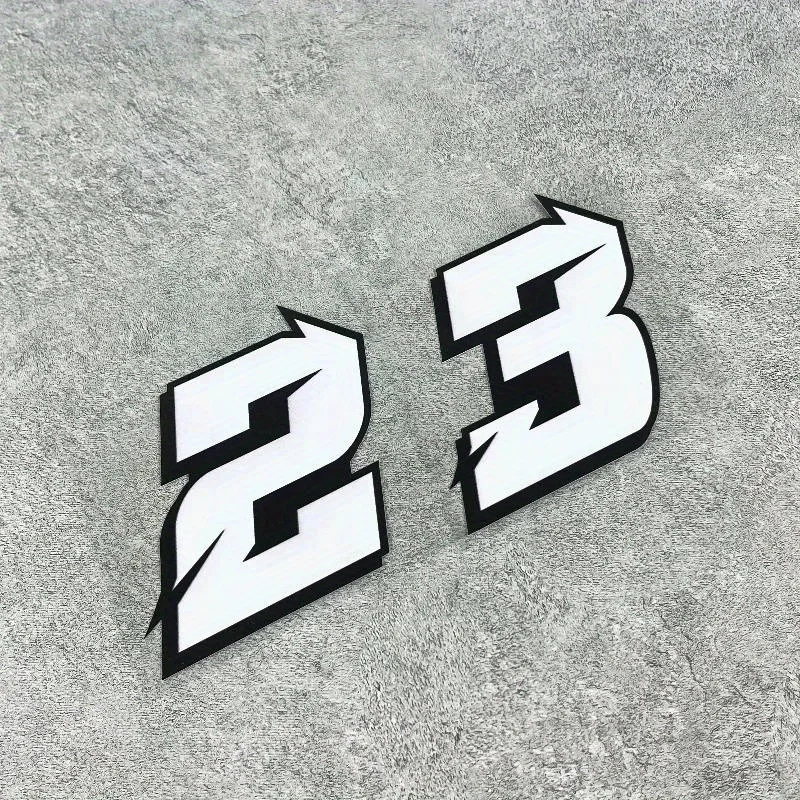 JDM Style Black And White Lightning Pattern Sticker Number 23 - Waterproof Self-Adhesive Vinyl Sticker for Motorcycle Helmets