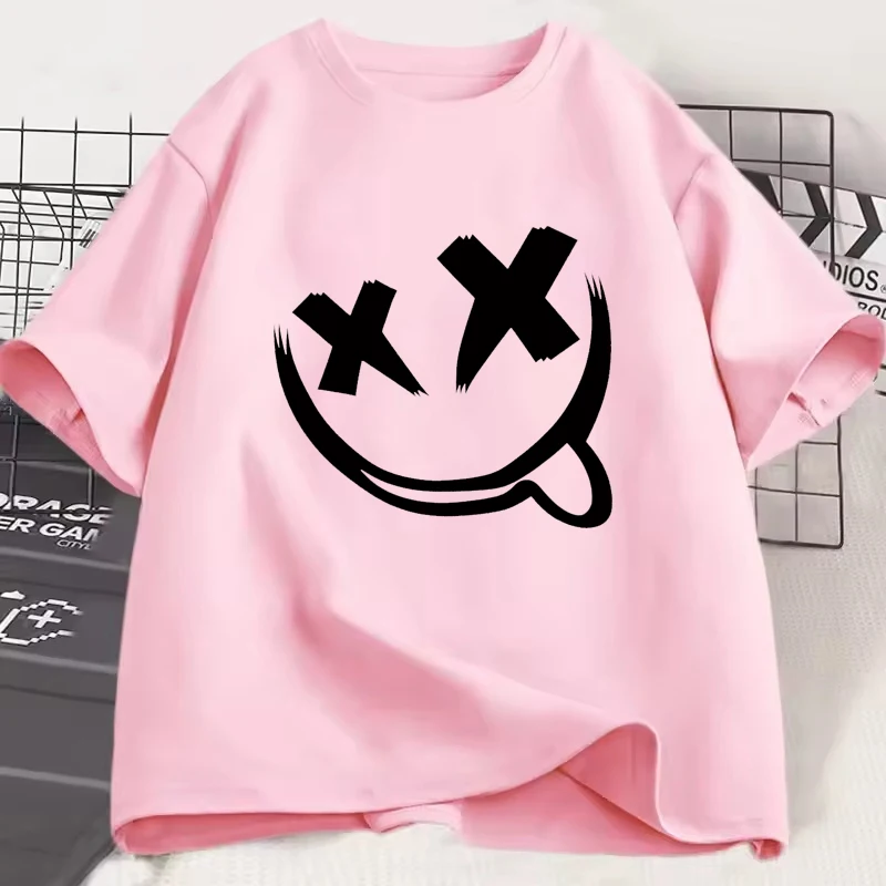 

Mischievous Smiley Face Pattern Men Women T-shirt Funny Classic Harajuku Couple Tee Loose Casual Breathable Hip-hop Clothing Tee