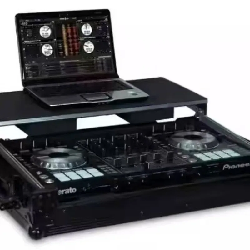 Black DJ Flight Case DDJ-FLX10 with Laptop Platform & Wheels Flight Case