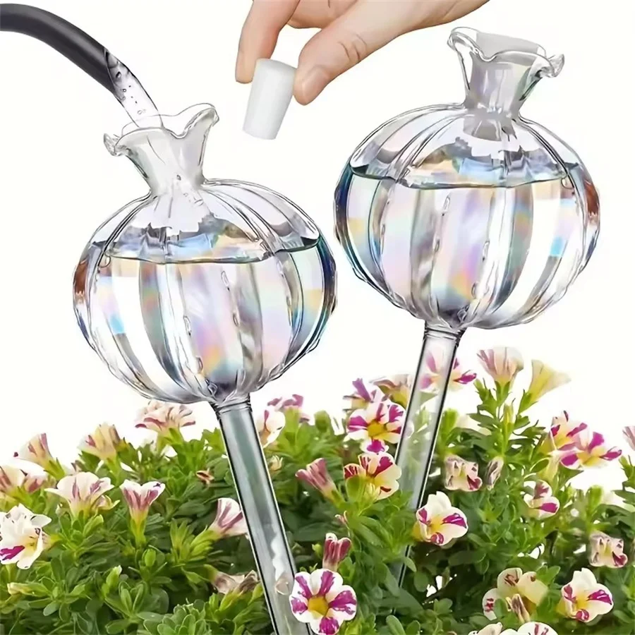 

3pc Garden Pink Tulip Plant Watering Balls, Suitable For Indoor Outdoor Plants, Automatic Plant Drippers And Automatic Watering