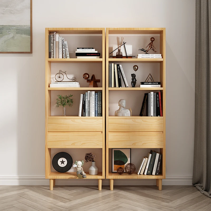 

For Nordic solid wood bookshelf floor-to-ceiling all solid wood living room bedroom wall pure solid wood shelf