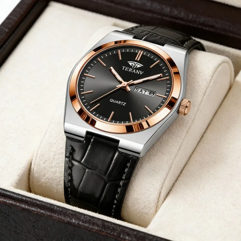 

Мужские часы, нишевые высококачественные кварцевые часы с простым ремешком