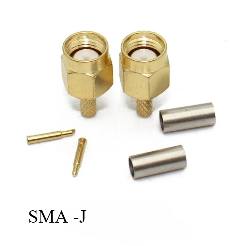 SMA Female Crimp Connector Gold Plated RF Coaxial SMA Jack for RG178 RG316 RG174 LMR100 Cable 50 Ohm