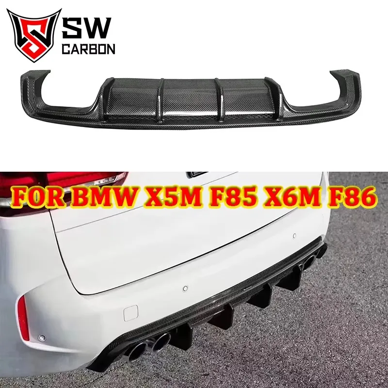 Carbon Fiber V Style Rear Diffuser for BMW X5M F85 X6M F86 2015-2018 Rear Bumper Lip Under Spoiler Splitter Body Kit